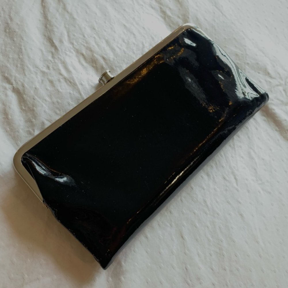 Black Hobo Wallet Patent Leather